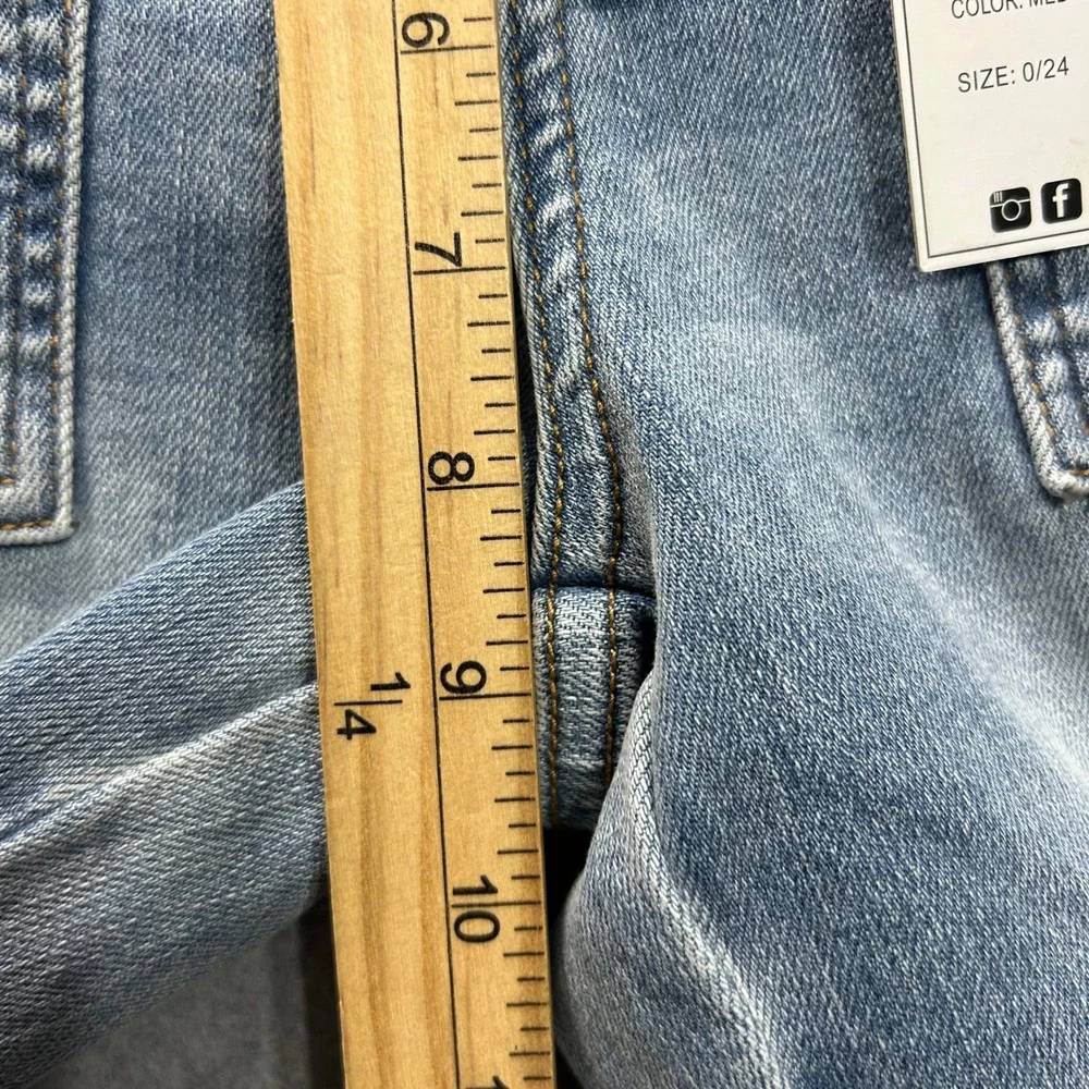 Judy Blue Boyfriend Jeans Womens 0/24 High Rise Utility Pocket Light Blue Denim
